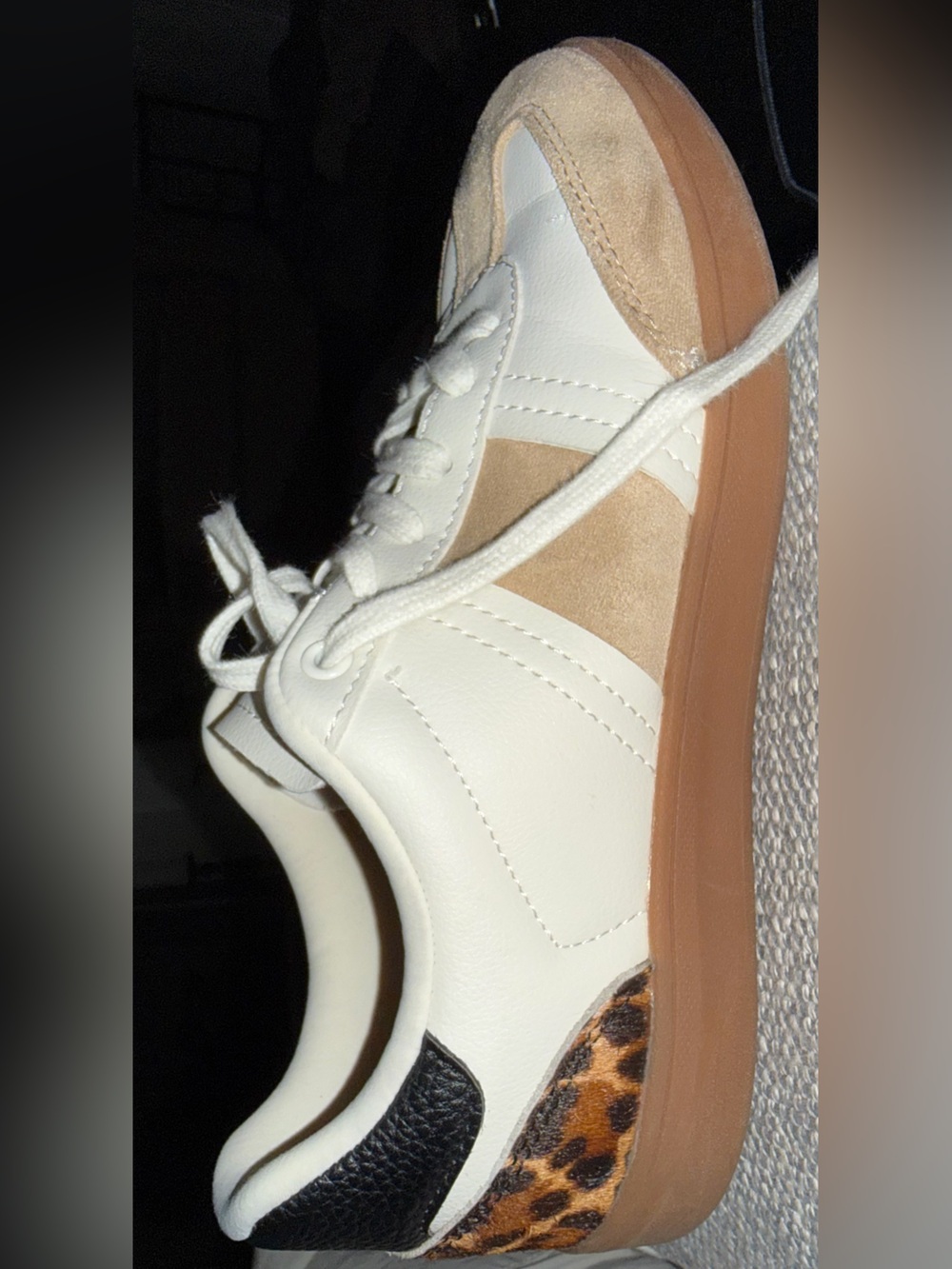 Zara White Sneakers with Tan Suede Accent